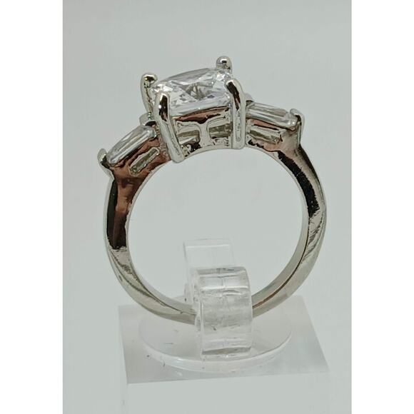 3.5 CT Vintage Princess Cut CZ Engagement Ring Silver Tone White Gold GP Size 10 - Picture 5 of 16